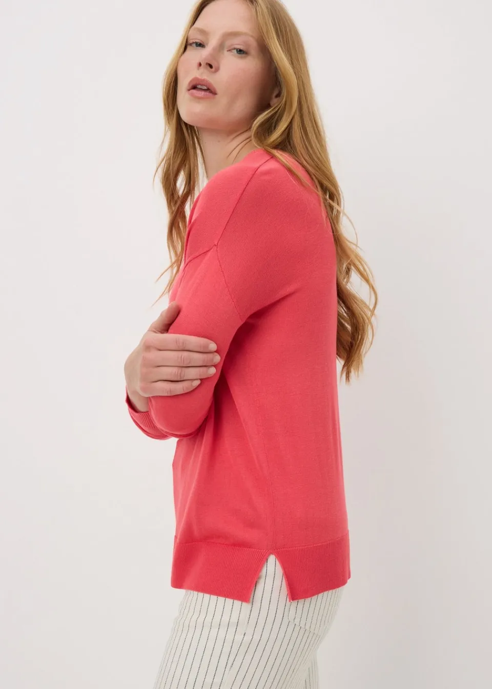 Tops> Coral Fine Knit Long Sleeve Jumper