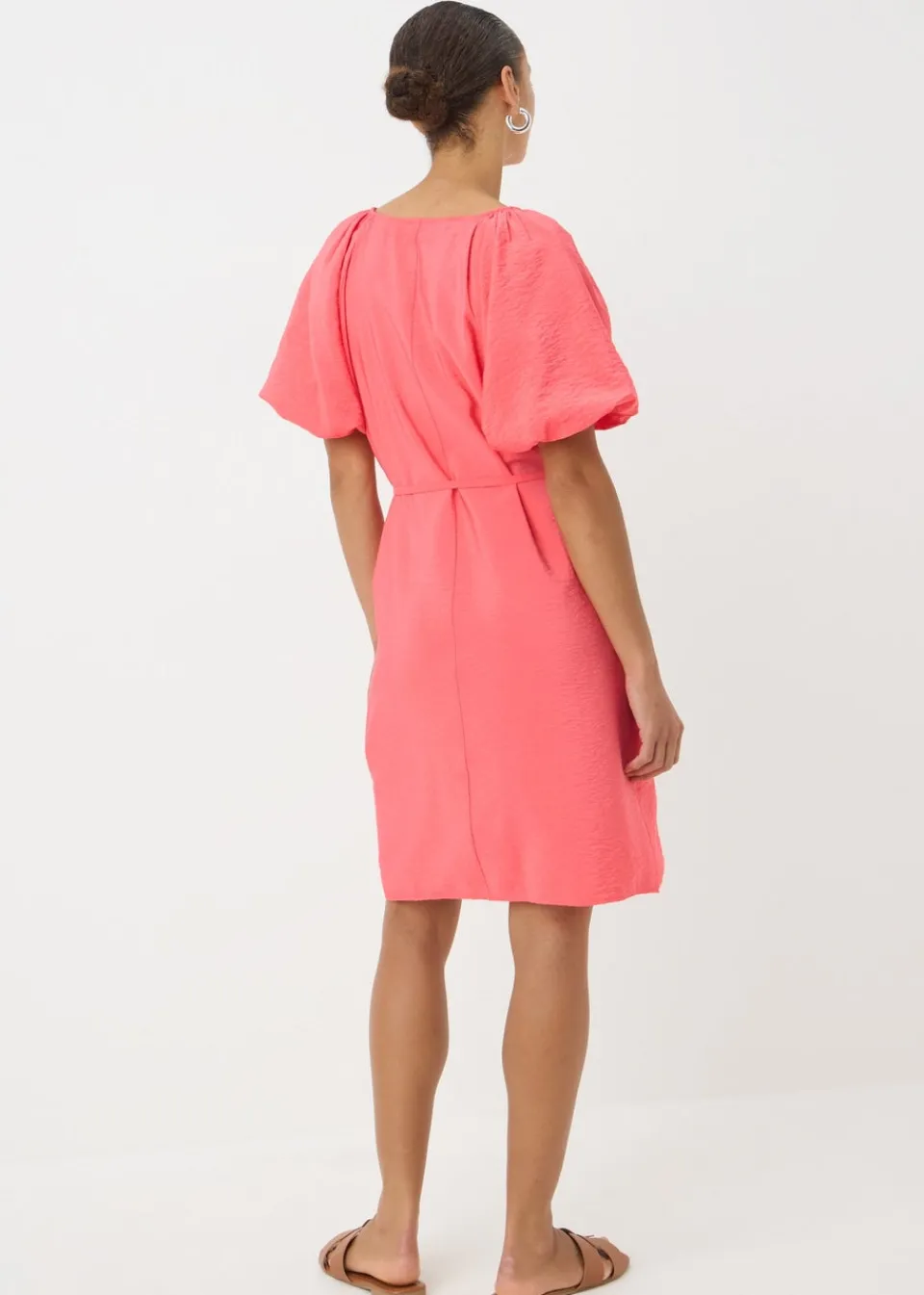Dresses>Papaya Coral Tie Belt Mini Dress