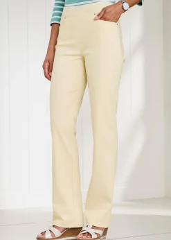 Jeans & Jeggings>Cotton Traders Beige Premium Pull-On Twill Straight-Leg Jeans