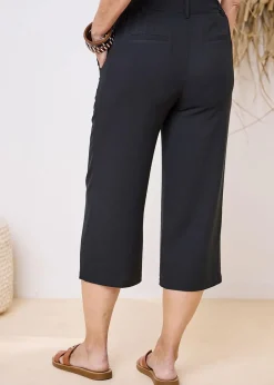 Trousers>Cotton Traders Black Crop Trousers