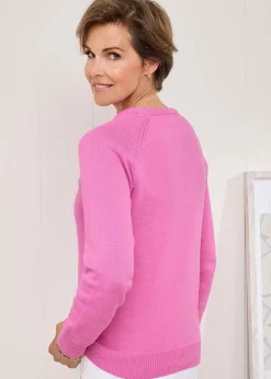 Knitwear>Cotton Traders Blush Pink Cotton Crew Neck Jumper