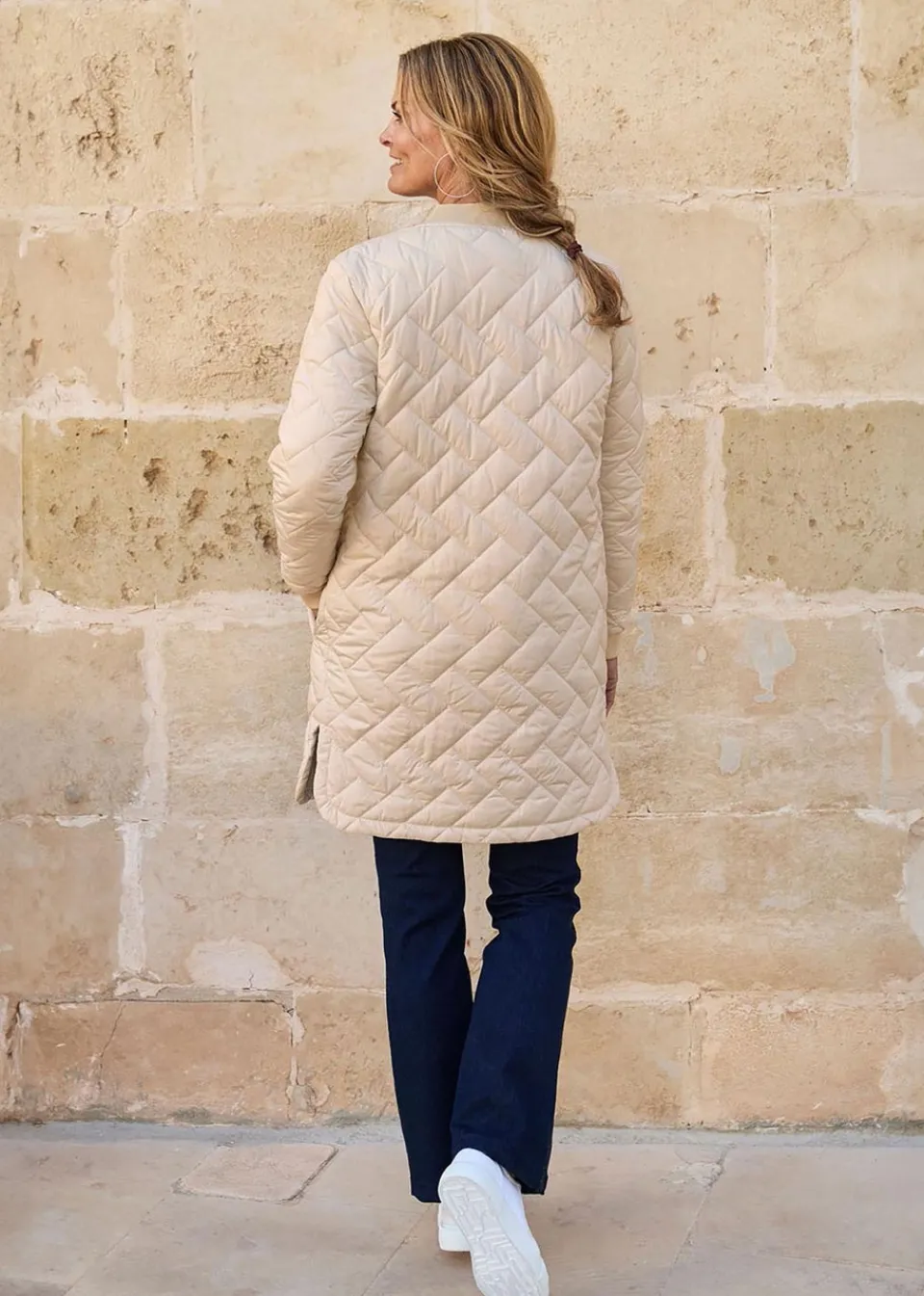 Coats & Jackets>Cotton Traders Champagne Collarless Quilted Jacket