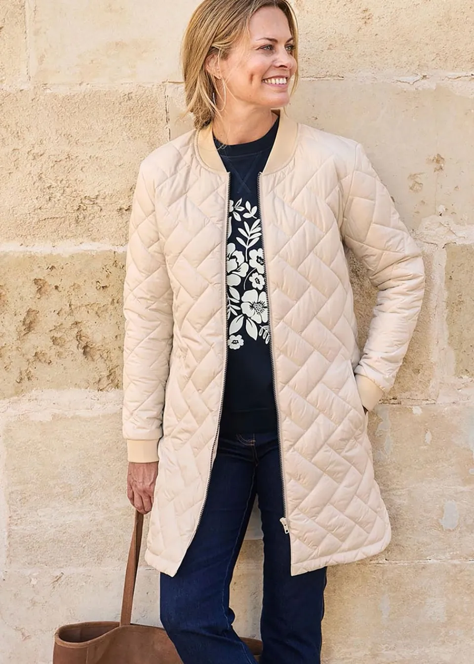 Coats & Jackets>Cotton Traders Champagne Collarless Quilted Jacket