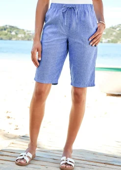 Shorts>Cotton Traders Cornflower Blue Linen-Blend Relaxed Fit Shorts