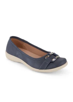 Footwear>Cotton Traders Dark Blue Soft Step Buckle Shoes