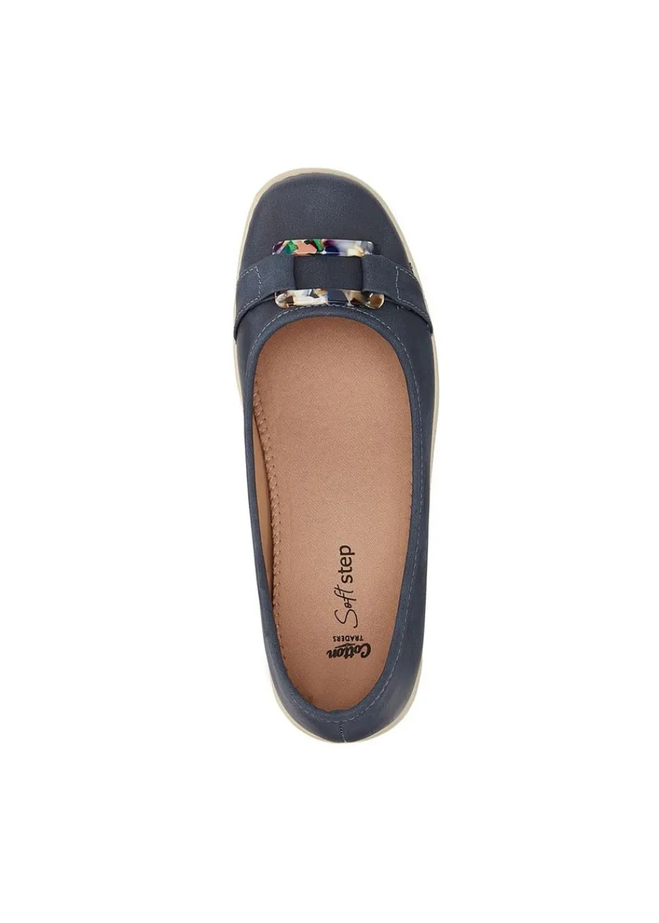 Footwear>Cotton Traders Dark Blue Soft Step Buckle Shoes