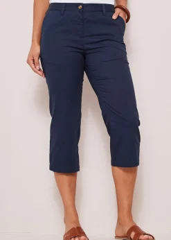Trousers>Cotton Traders Dark Blue Everyday Straight Leg Crop Trousers