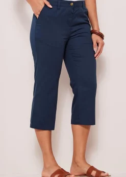 Trousers>Cotton Traders Dark Blue Everyday Straight Leg Crop Trousers