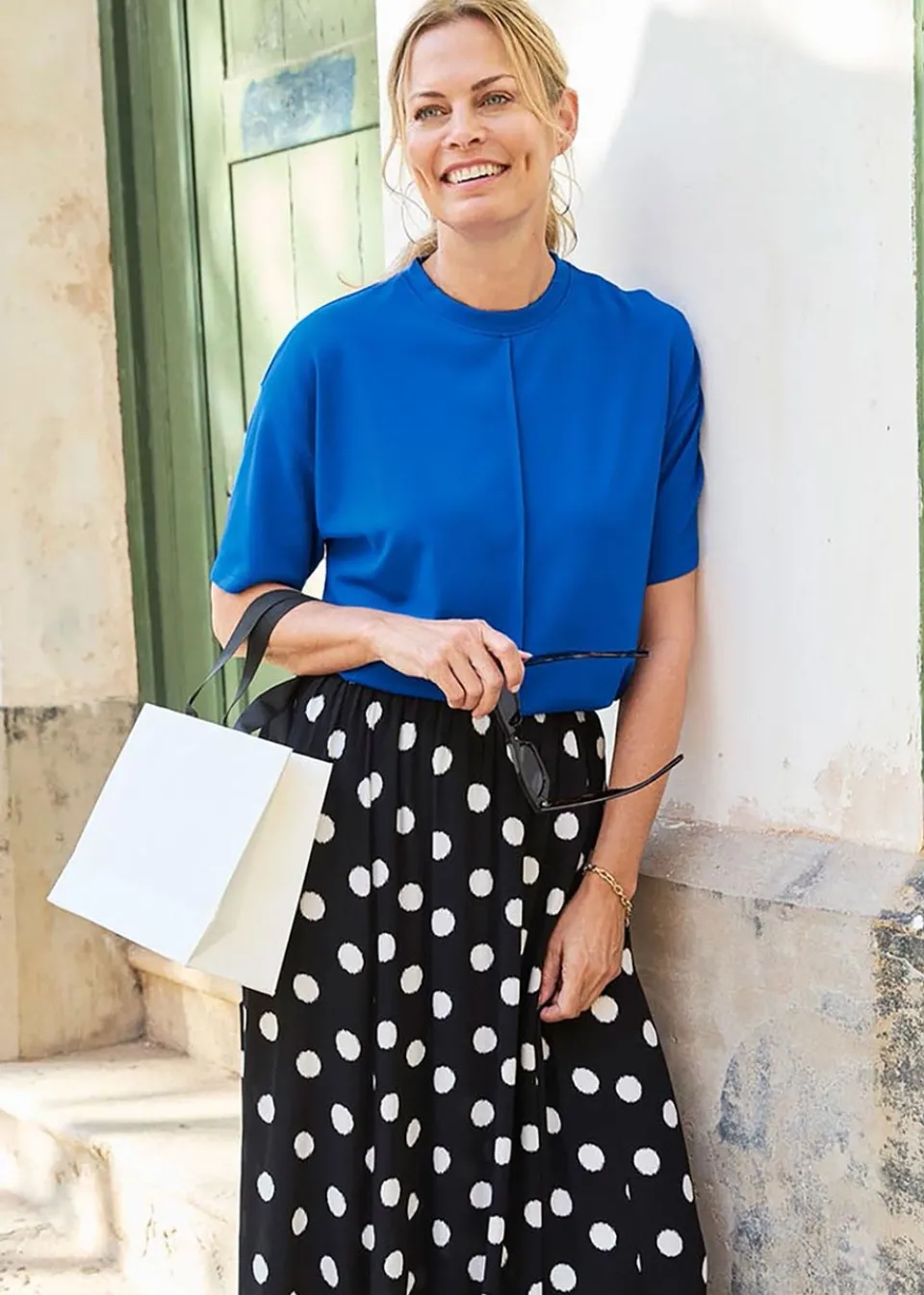 T-Shirts>Cotton Traders Deep Cobalt Short Sleeve Seam Detail T-Shirt
