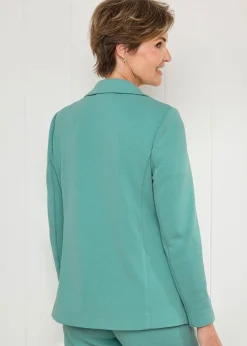 Coats & Jackets>Cotton Traders Dusty Jade Textured Jersey Unlined Blazer