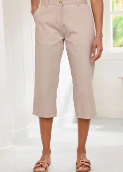 Trousers>Cotton Traders Ecru Everyday Straight Leg Crop Trousers