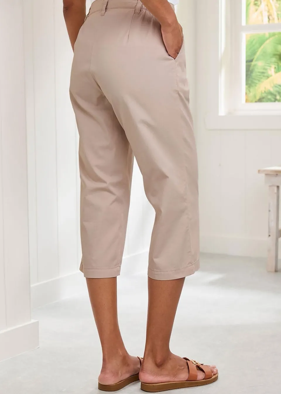 Trousers>Cotton Traders Ecru Everyday Straight Leg Crop Trousers