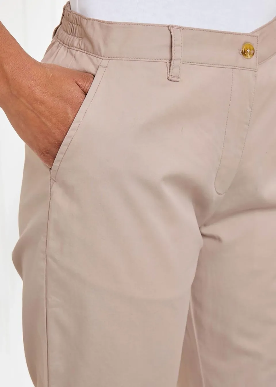 Trousers>Cotton Traders Ecru Everyday Straight Leg Crop Trousers