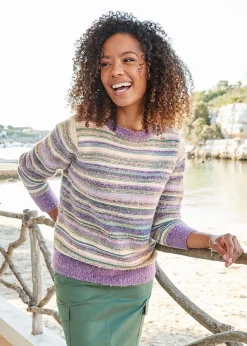 Tops>Cotton Traders Forest Green Textured Stripe Jumper