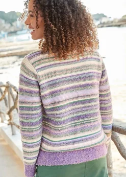 Tops>Cotton Traders Forest Green Textured Stripe Jumper