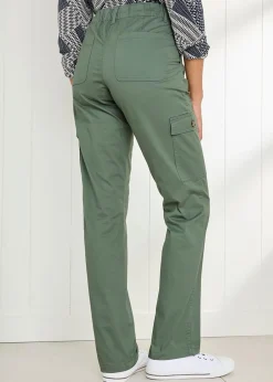 Trousers>Cotton Traders Forest Green Straight-Leg Cargo Trousers