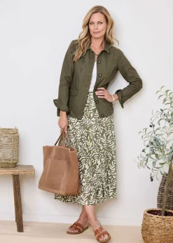 Coats & Jackets>Cotton Traders Green Cotton Cargo Jacket with Pockets