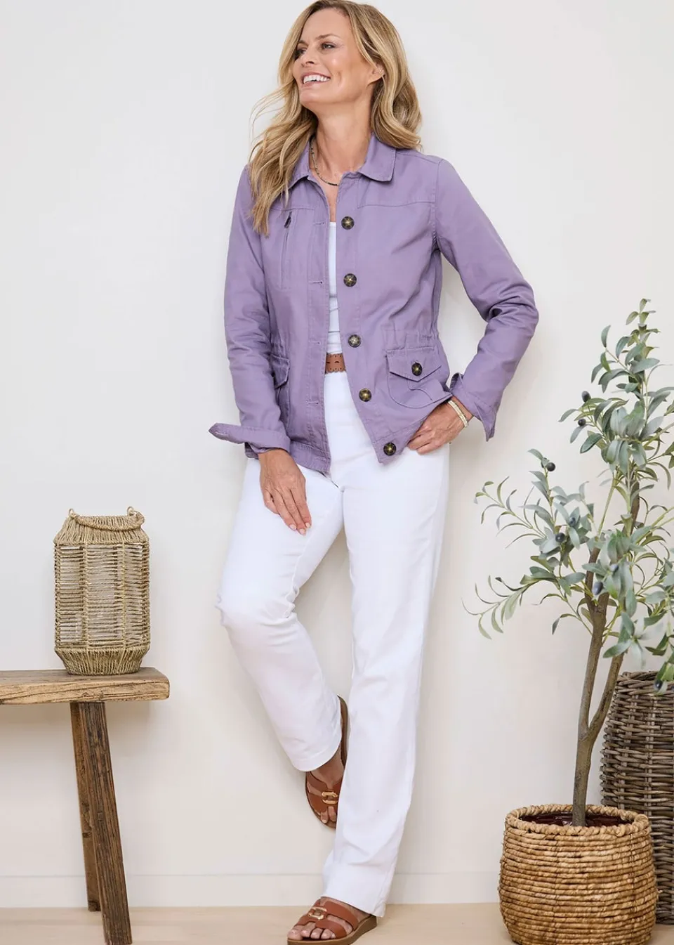 Coats & Jackets>Cotton Traders Heather Cotton Cargo Jacket with Pockets