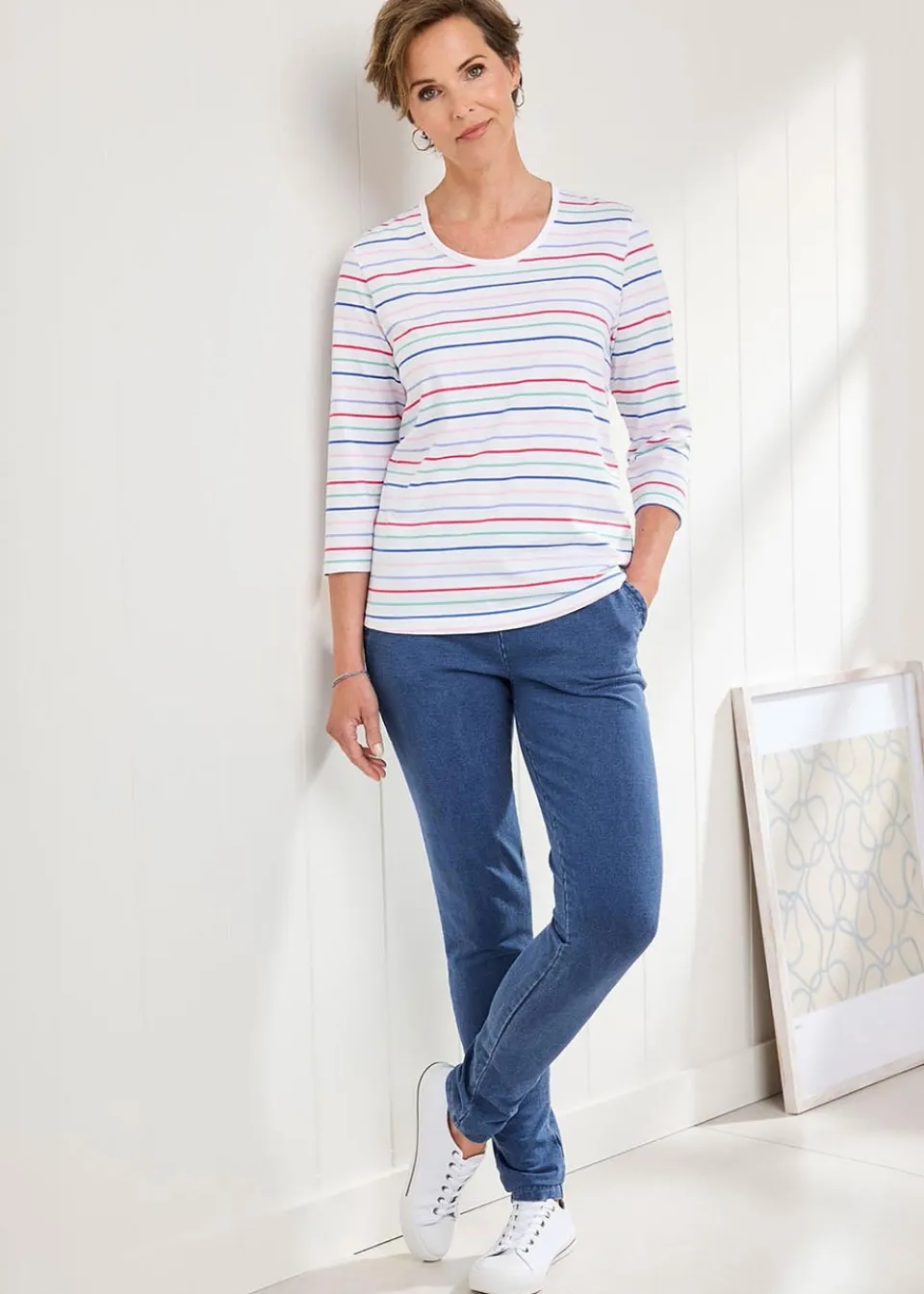 T-Shirts>Cotton Traders Ivory Print T-Shirt