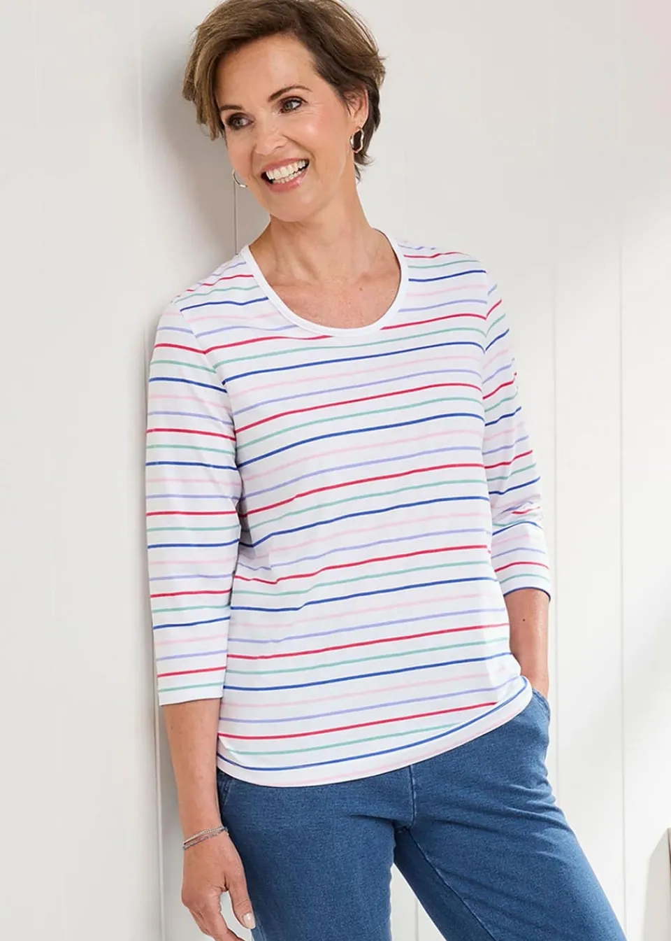 T-Shirts>Cotton Traders Ivory Print T-Shirt