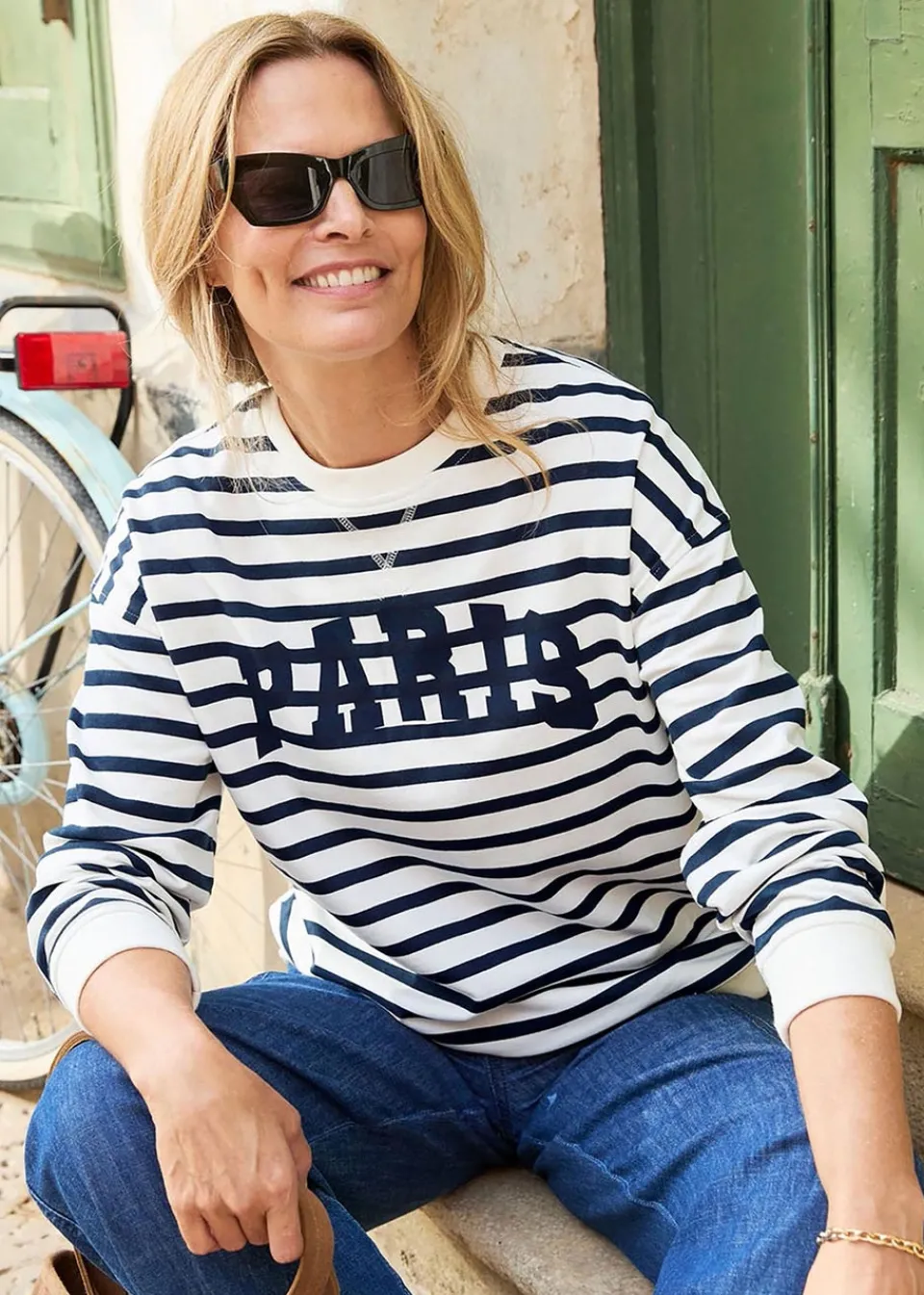 Tops>Cotton Traders Ivory Printed Sweatshirt