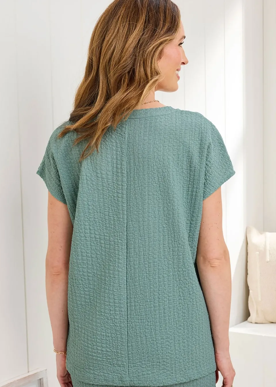 Tops>Cotton Traders Light Sage Textured Jersey Top