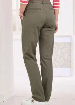 Trousers>Cotton Traders Mid Khaki Scalloped Pocket Twill Chino Trousers