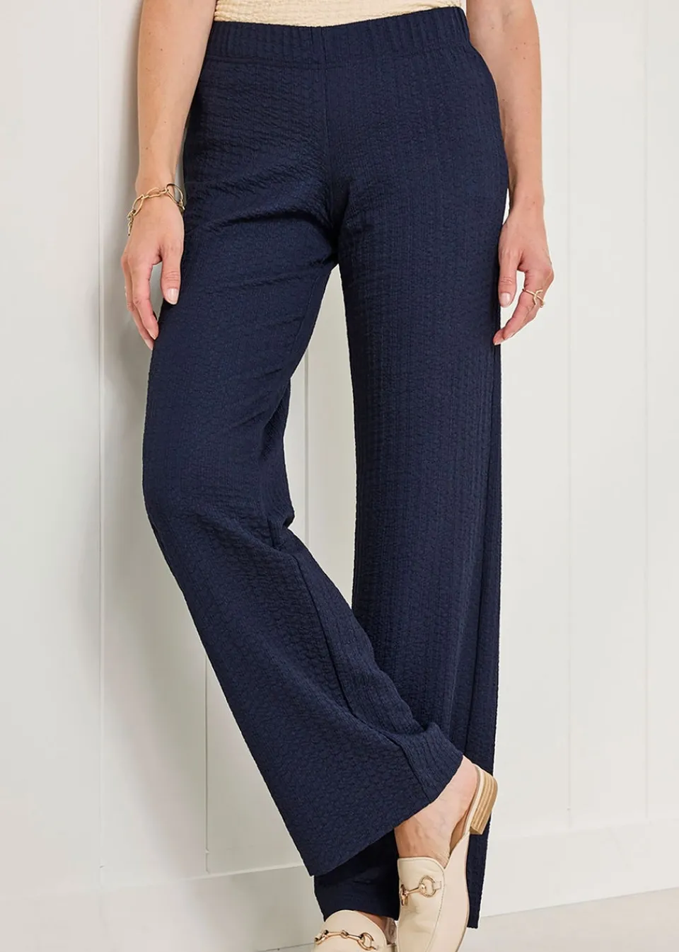 Trousers>Cotton Traders Midnight Textured Jersey Trousers