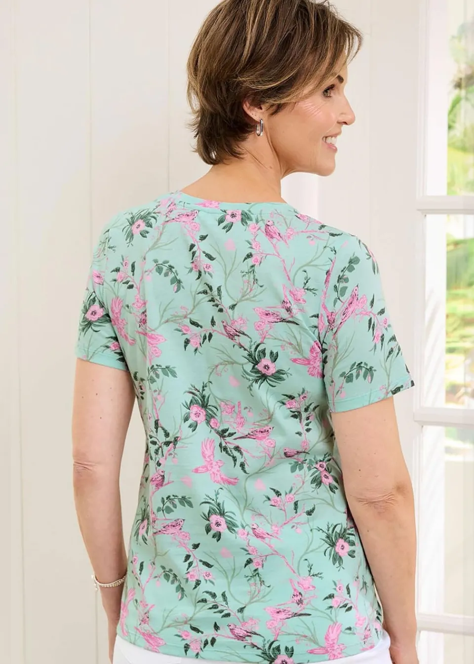 T-Shirts>Cotton Traders Mint Short Sleeve Printed T Shirt
