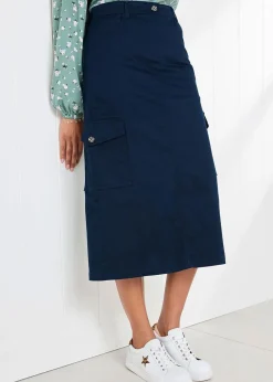 Skirts>Cotton Traders Navy Cargo Maxi Skirt