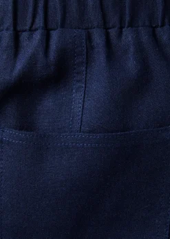 Trousers>Cotton Traders Navy Linen-Blend Relaxed Fit Trousers