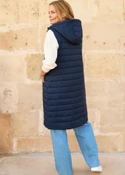 Coats & Jackets>Cotton Traders Navy Longline Quilted Gilet