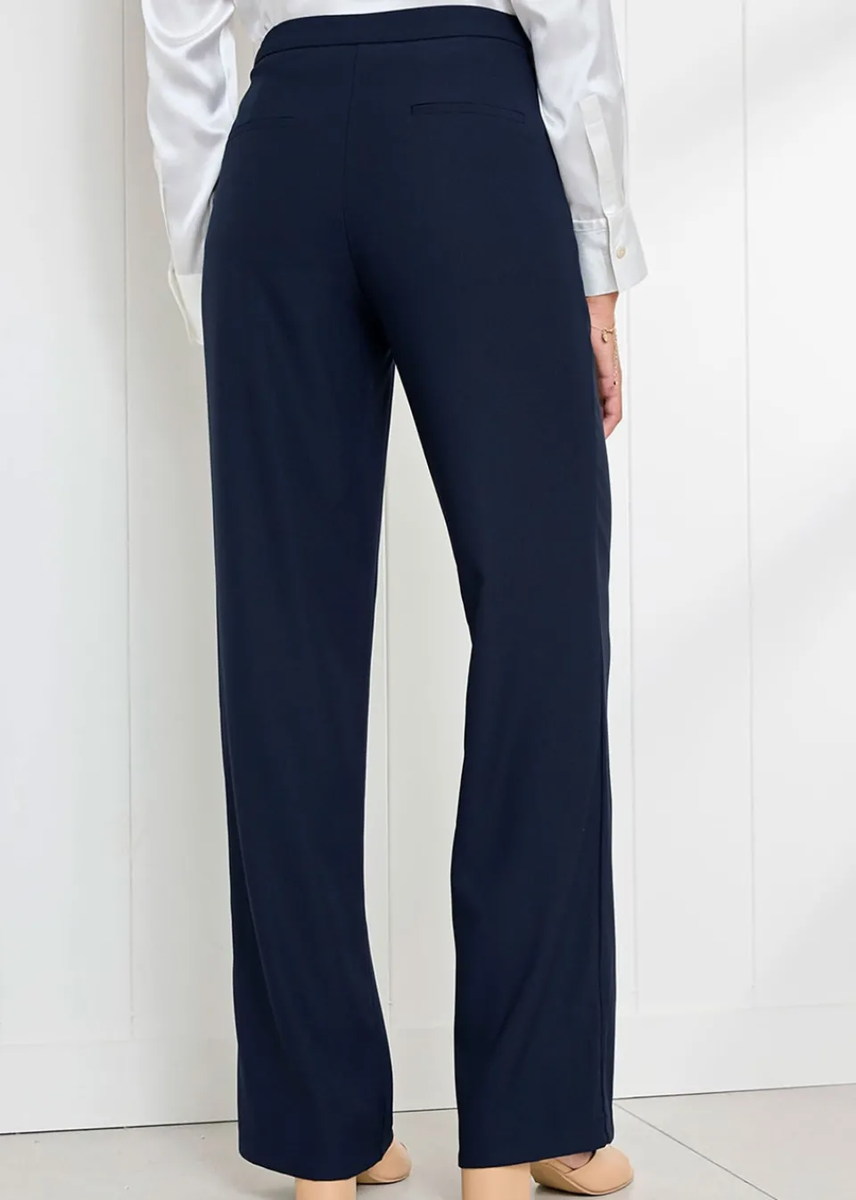Trousers>Cotton Traders Navy Wide Leg Occasion Trousers
