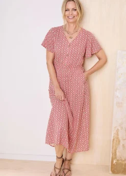 Dresses>Cotton Traders Orange Printed Maxi Dress
