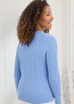 Tops>Cotton Traders Pale Blue Cutest Cable Jumper
