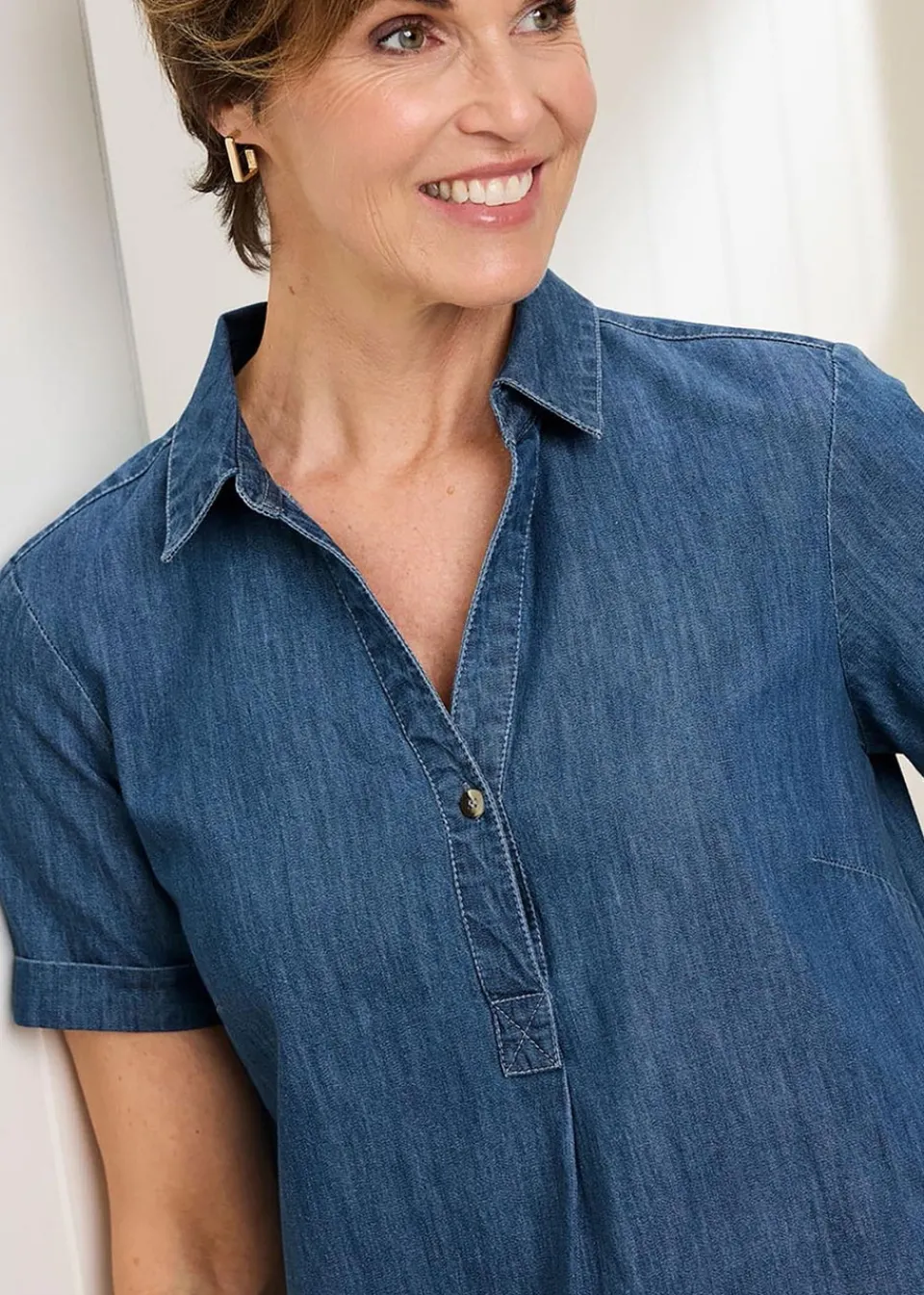 Dresses>Cotton Traders Pale Blue Denim Dress