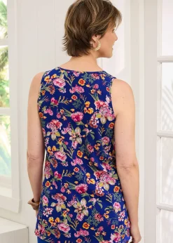 Tops>Cotton Traders Pale Blue Printed Crinkle Vest