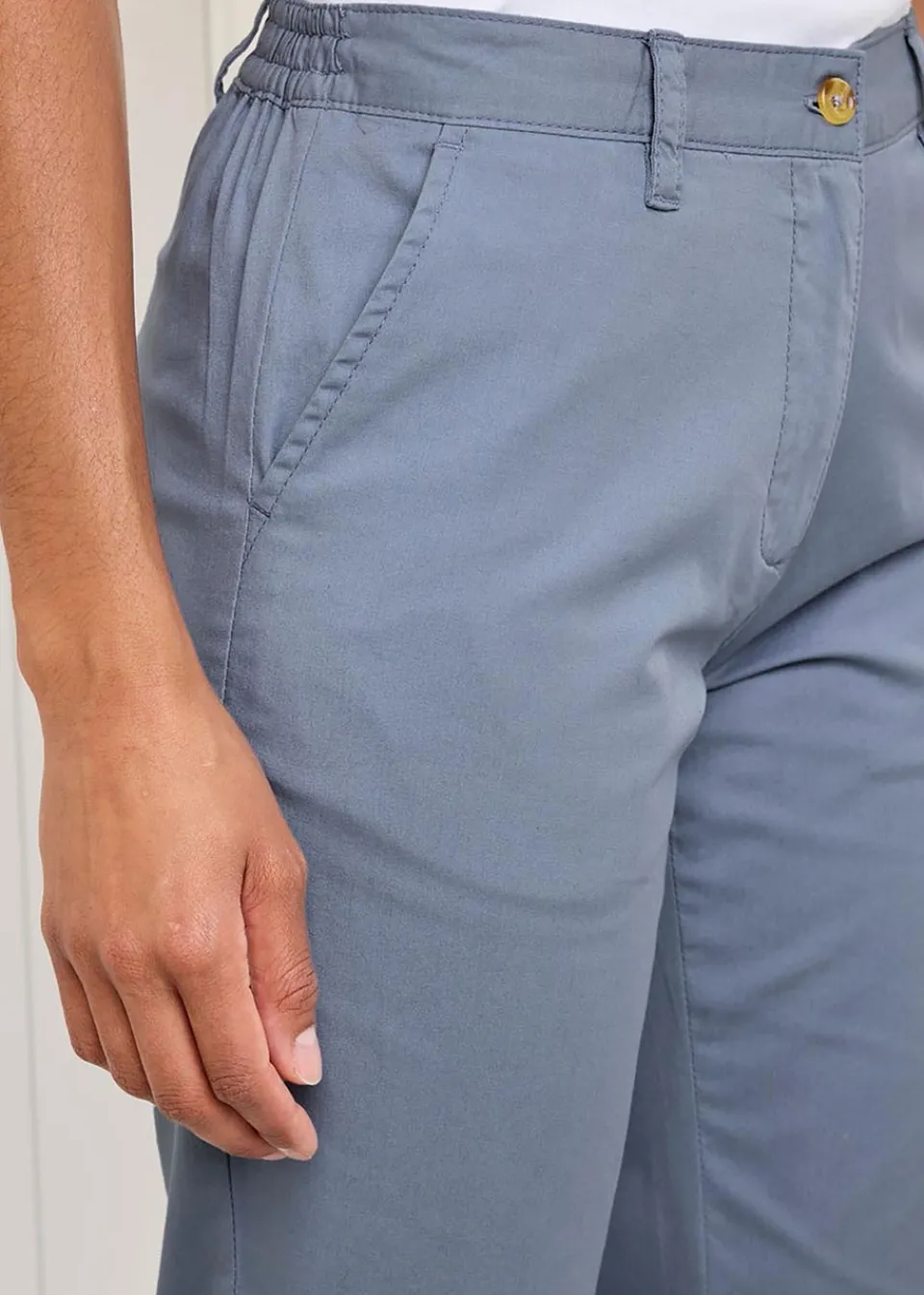 Trousers>Cotton Traders Pale Blue Everyday Straight Leg Trousers