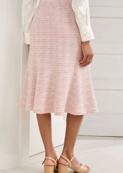 Skirts>Cotton Traders Powder Pink Stretch Jersey Boucle Pull-On Midi Skirt