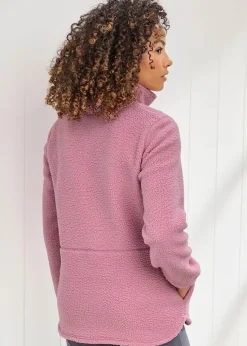 Coats & Jackets>Cotton Traders Rose Pink Half-Zip Fleece Jumper