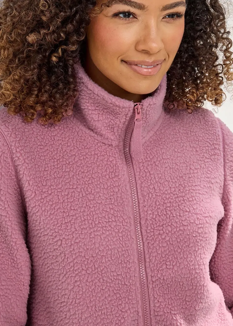 Coats & Jackets>Cotton Traders Rose Pink Half-Zip Fleece Jumper