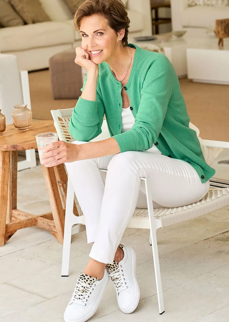 Tops>Cotton Traders Shamrock Cotton Crew Neck Cardigan