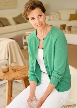 Tops>Cotton Traders Shamrock Cotton Crew Neck Cardigan