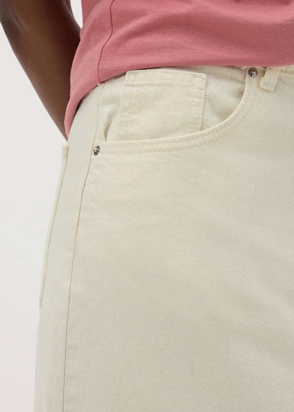 Skirts>Papaya Cream Denim Midi Skirt