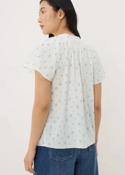 Tops>Papaya Cream Ditsy Floral Boho Blouse