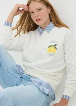 Loungewear> Cream Lemon Print Sweatshirt