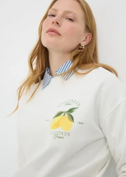 Loungewear> Cream Lemon Print Sweatshirt