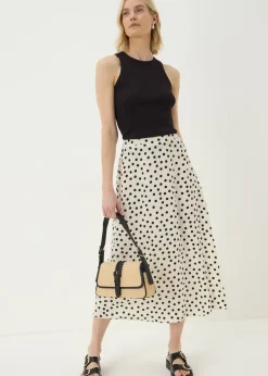 Skirts>Papaya Cream Polka Dot Flared Midaxi Skirt