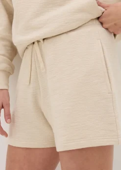 Shorts>Papaya Cream Textured Shorts