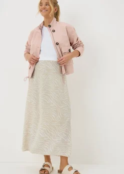 Skirts> Cream Zebra Print Flared Hem Midaxi Skirt